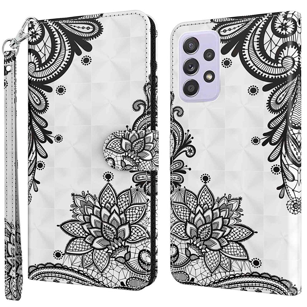 Til Samsung Galaxy A13 4G / 5G 3D-mønsterprint Wallet Telefoncover PU-læder Stand Magnetisk Lukning Cover med Rem