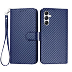 Samsung Galaxy A14 4G / Galaxy A14 5G Plånboksfodral med rem Mobilskal i läder med kolfibertextur
