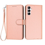 Samsung Galaxy A14 4G / Galaxy A14 5G Plånboksfodral med rem Mobilskal i läder med kolfibertextur