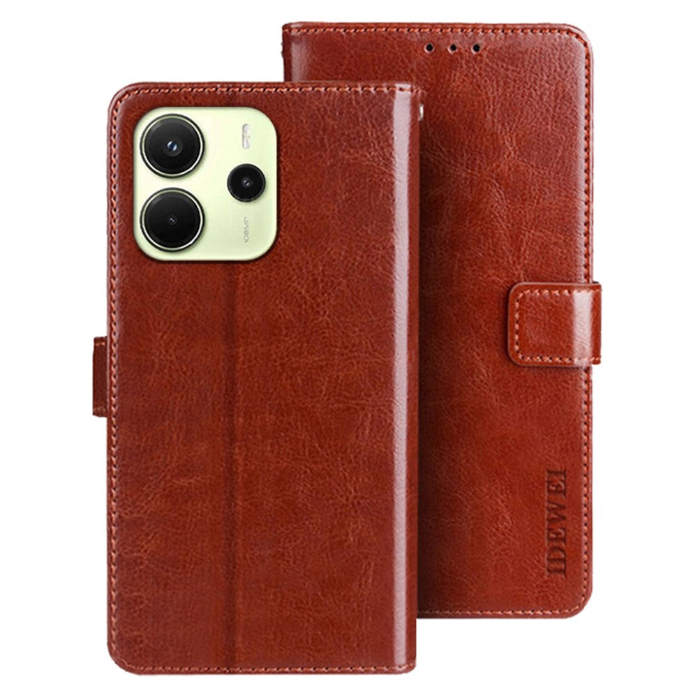 IDEWEI For Xiaomi Redmi Note 14 4G (164.84mm) Stand Case Crazy Horse Texture Leather Phone Cover