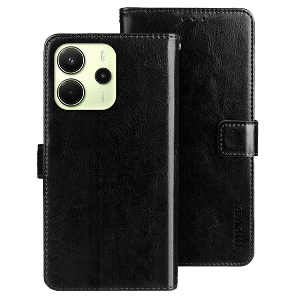 IDEWEI For Xiaomi Redmi Note 14 4G (164.84mm) Stand Case Crazy Horse Texture Leather Phone Cover