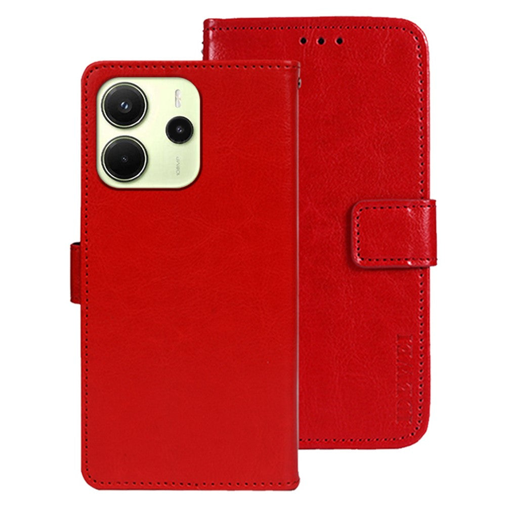 IDEWEI For Xiaomi Redmi Note 14 4G (164.84mm) Stand Case Crazy Horse Texture Leather Phone Cover
