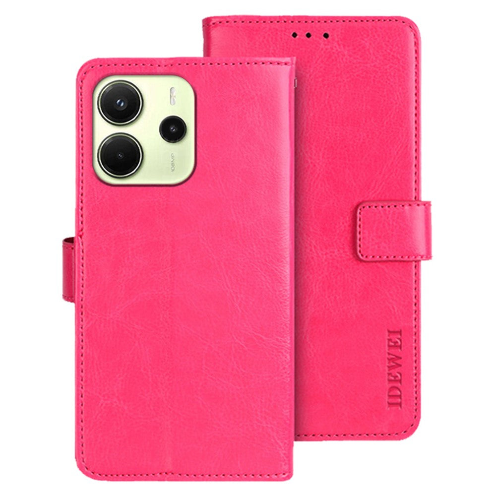 IDEWEI For Xiaomi Redmi Note 14 4G (164.84mm) Stand Case Crazy Horse Texture Leather Phone Cover