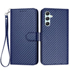 Til Samsung Galaxy A34 5G Pung-cover med rem, læderbetræk med kulfibertekstur