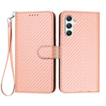 Til Samsung Galaxy A34 5G Pung-cover med rem, læderbetræk med kulfibertekstur