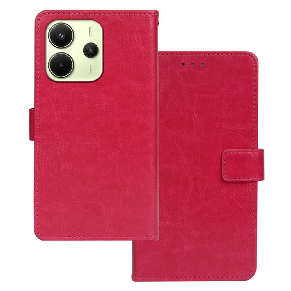 IDEWEI För Xiaomi Redmi Note 14 4G (164.84mm) Plånboksfodral Läder mobilskal Crazy Horse Textur