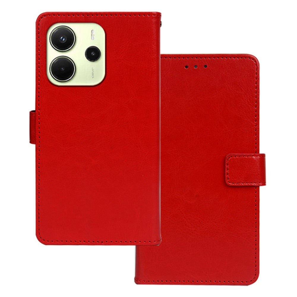 IDEWEI For Xiaomi Redmi Note 14 4G (164.84mm) Case Wallet Leather Phone Cover Crazy Horse Texture