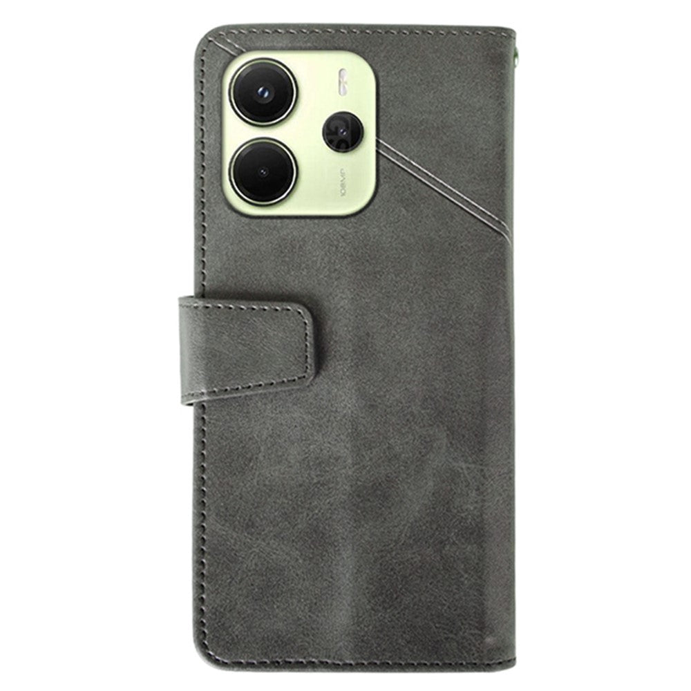 IDEWEI For Xiaomi Redmi Note 14 4G (164.84mm) Case Leather Wallet Phone Cover Stand Calf Texture