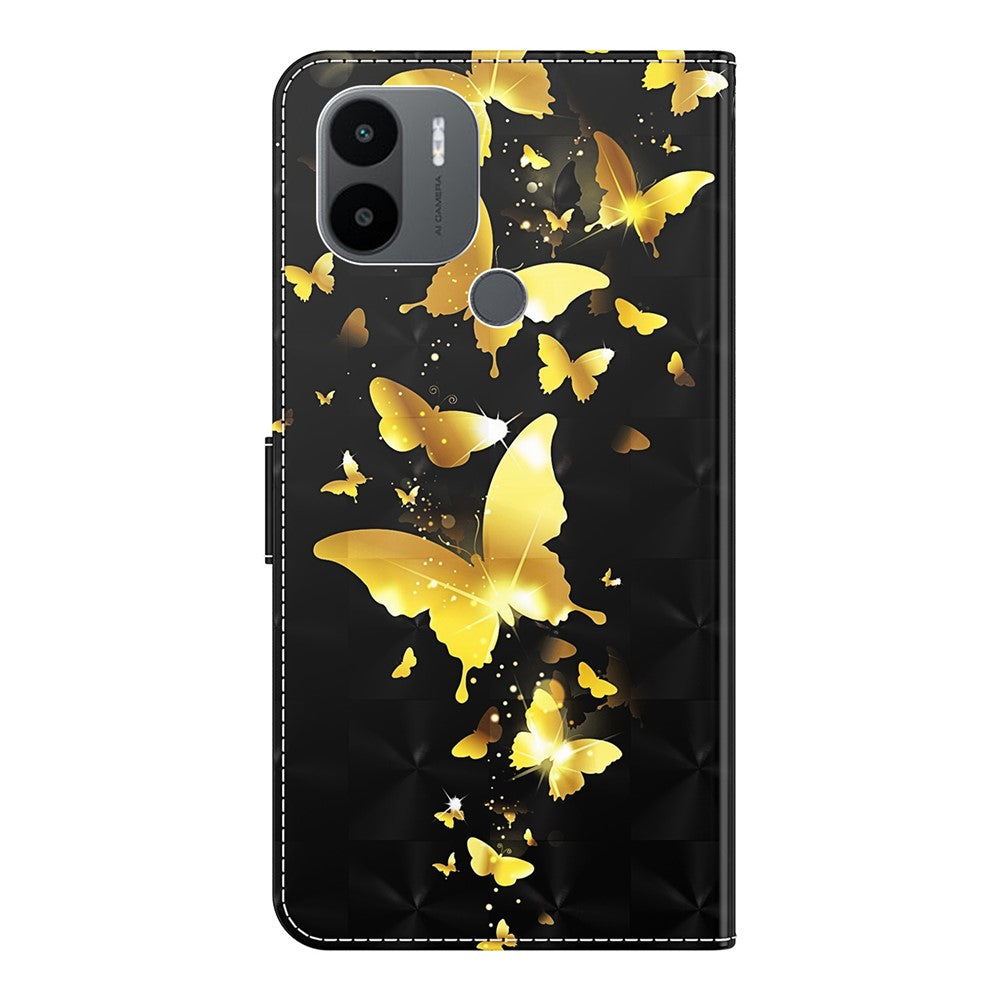 For Xiaomi Redmi A1 4G / A2 4G 3D Pattern Printing Wallet Phone Case PU Leather Wrist Strap Handbag Stand Feature Magnetic Flip Cover