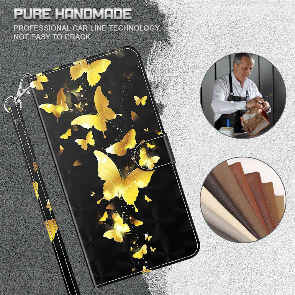 For Honor X8 4G PU læder Folio Flip Tegnebog Telefon Etui Stativfunktion 3D Kreativt Mønster Trykt Design Fuld Beskyttende Cover med Rem