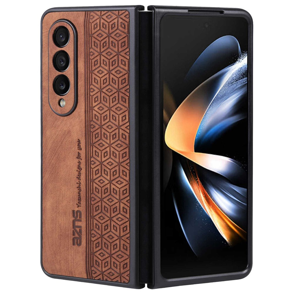 AZNS Telefoncover Til Samsung Galaxy Z Fold4 5G Med Præget Mønster PU Læderbelagt TPU Anti-fald Bagcover