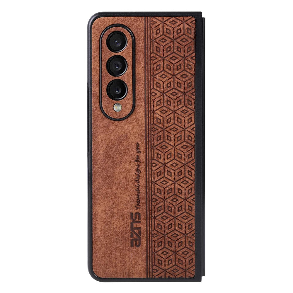 AZNS Telefoncover Til Samsung Galaxy Z Fold4 5G Med Præget Mønster PU Læderbelagt TPU Anti-fald Bagcover