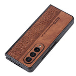 AZNS Telefoncover Til Samsung Galaxy Z Fold4 5G Med Præget Mønster PU Læderbelagt TPU Anti-fald Bagcover