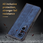 AZNS Telefoncover Til Samsung Galaxy Z Fold4 5G Med Præget Mønster PU Læderbelagt TPU Anti-fald Bagcover