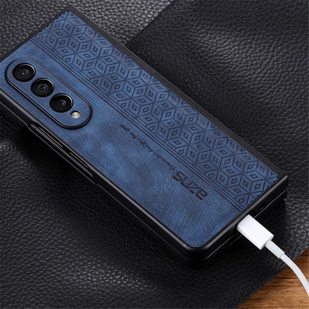 AZNS Telefoncover Til Samsung Galaxy Z Fold4 5G Med Præget Mønster PU Læderbelagt TPU Anti-fald Bagcover