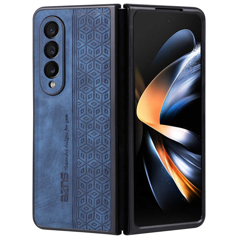 AZNS Telefoncover Til Samsung Galaxy Z Fold4 5G Med Præget Mønster PU Læderbelagt TPU Anti-fald Bagcover