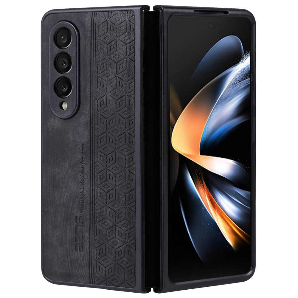 AZNS Telefoncover Til Samsung Galaxy Z Fold4 5G Med Præget Mønster PU Læderbelagt TPU Anti-fald Bagcover