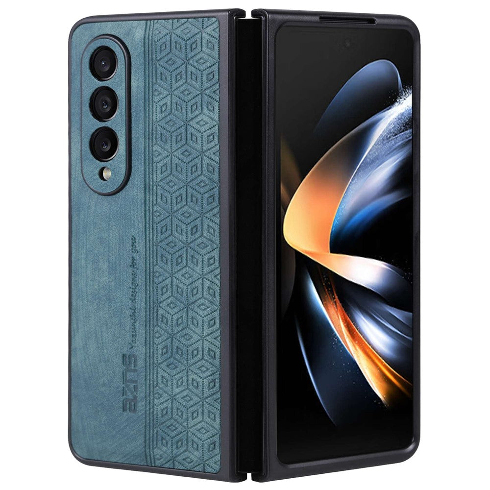 AZNS Telefoncover Til Samsung Galaxy Z Fold4 5G Med Præget Mønster PU Læderbelagt TPU Anti-fald Bagcover