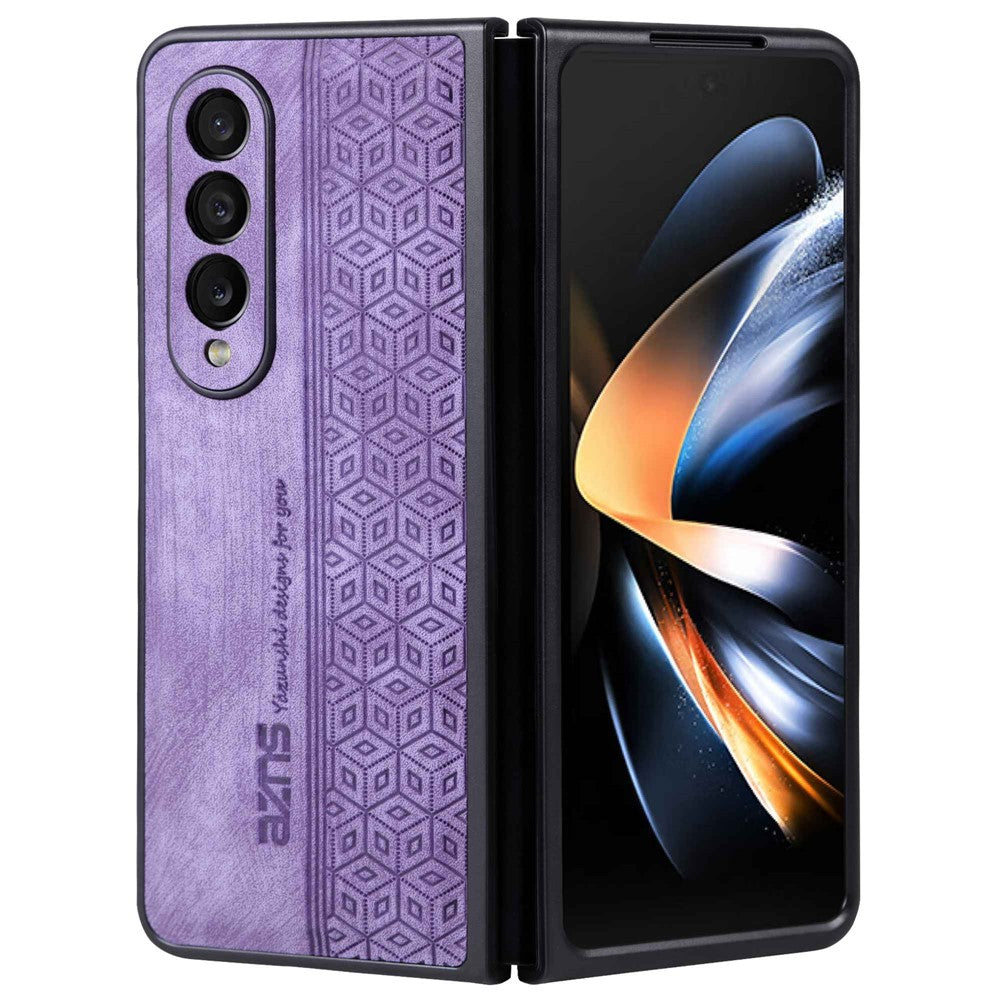 AZNS Telefoncover Til Samsung Galaxy Z Fold4 5G Med Præget Mønster PU Læderbelagt TPU Anti-fald Bagcover