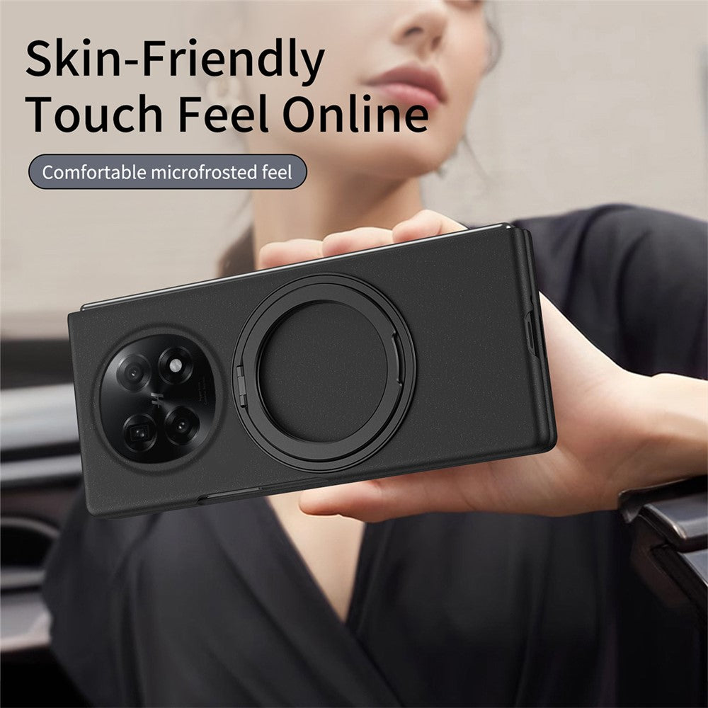 Til Oppo Find N5 5G Magnetisk Cover Ring Kickstand Hårdt PC-etui med Hærdet Glas Skærmfilm