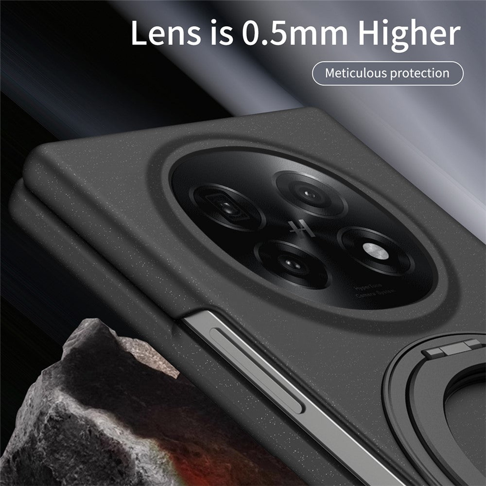 Til Oppo Find N5 5G Magnetisk Cover Ring Kickstand Hårdt PC-etui med Hærdet Glas Skærmfilm