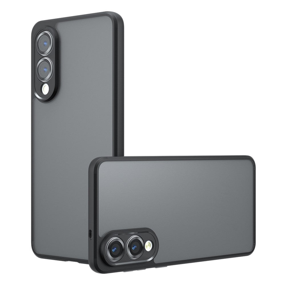 Samsung Galaxy S25 Edge-skal med Skin-Touch-funktion, TPU + PC matt bakstycke, transparent svart