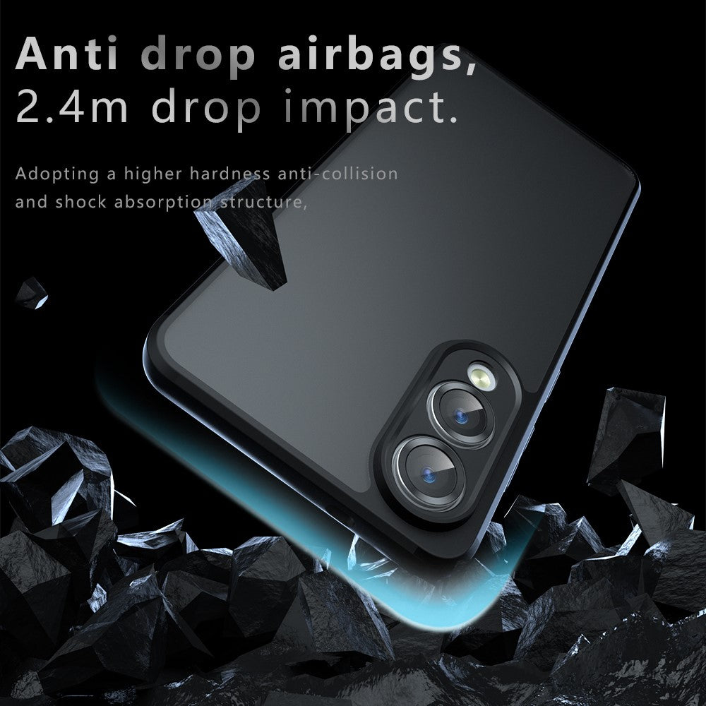Samsung Galaxy S25 Edge-skal med Skin-Touch-funktion, TPU + PC matt bakstycke, transparent svart