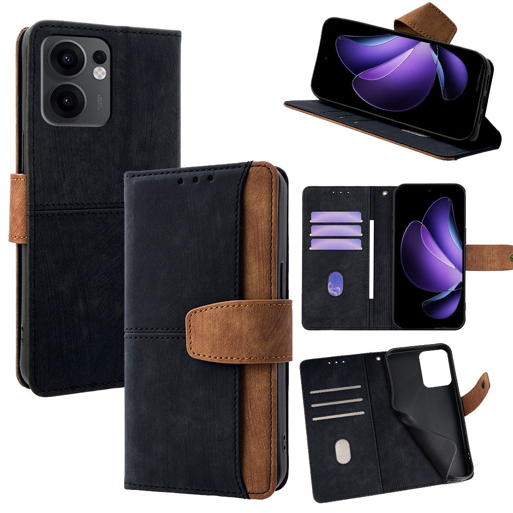 For Oppo Reno13 F 5G (Reno 13 FS 5G) / 4G Case RFID Blocking Color Splicing PU Leather Wallet Phone Cover
