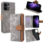 For Oppo Reno13 F 5G (Reno 13 FS 5G) / 4G Case RFID Blocking Color Splicing PU Leather Wallet Phone Cover