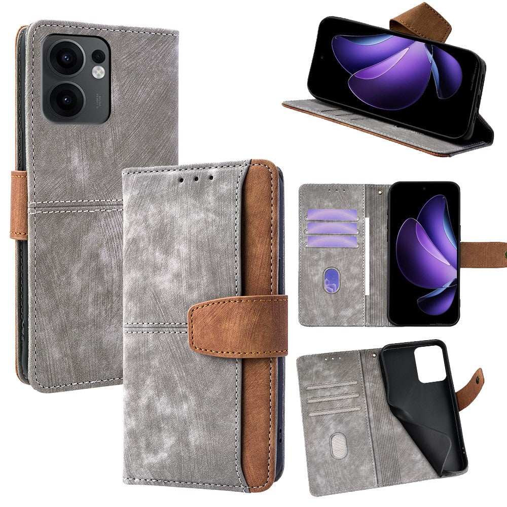 For Oppo Reno13 F 5G (Reno 13 FS 5G) / 4G Case RFID Blocking Color Splicing PU Leather Wallet Phone Cover