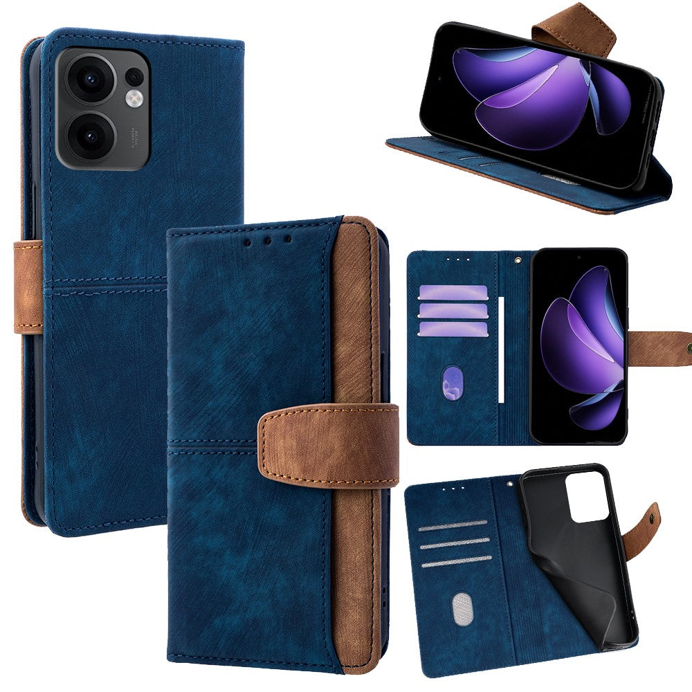 For Oppo Reno13 F 5G (Reno 13 FS 5G) / 4G Case RFID Blocking Color Splicing PU Leather Wallet Phone Cover