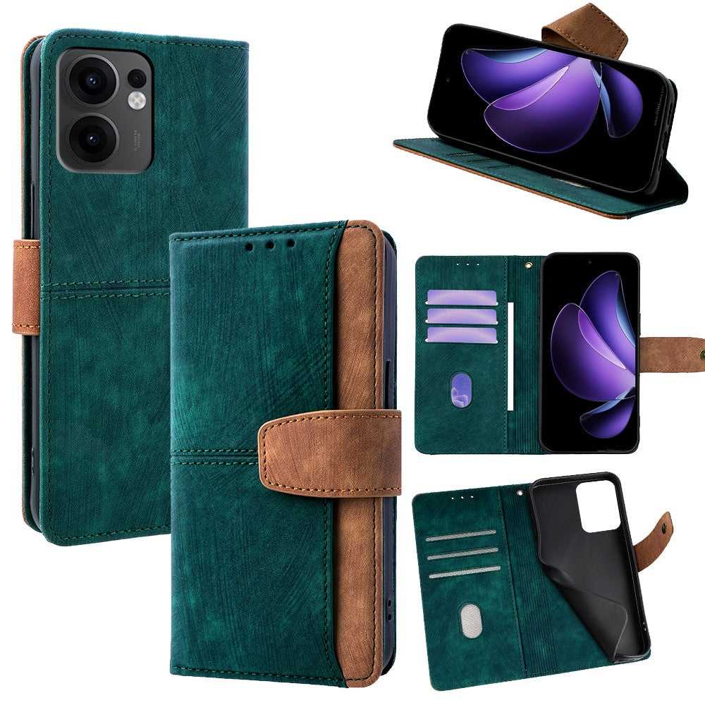 For Oppo Reno13 F 5G (Reno 13 FS 5G) / 4G Case RFID Blocking Color Splicing PU Leather Wallet Phone Cover