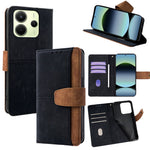 For Xiaomi Redmi Note 14 4G (163.25mm) Case RFID Blocking Color Splicing PU Leather Wallet Phone Cover