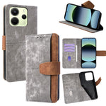 For Xiaomi Redmi Note 14 4G (163.25mm) Case RFID Blocking Color Splicing PU Leather Wallet Phone Cover