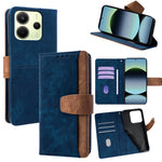 For Xiaomi Redmi Note 14 4G (163.25mm) Case RFID Blocking Color Splicing PU Leather Wallet Phone Cover