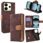 For Xiaomi Redmi Note 14 4G (163.25mm) Case RFID Blocking Color Splicing PU Leather Wallet Phone Cover