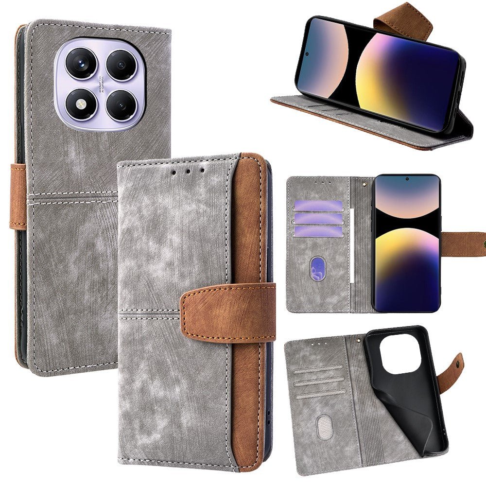 For Xiaomi Redmi Note 14 Pro 4G Case RFID Blocking Color Splicing PU Leather Wallet Phone Cover