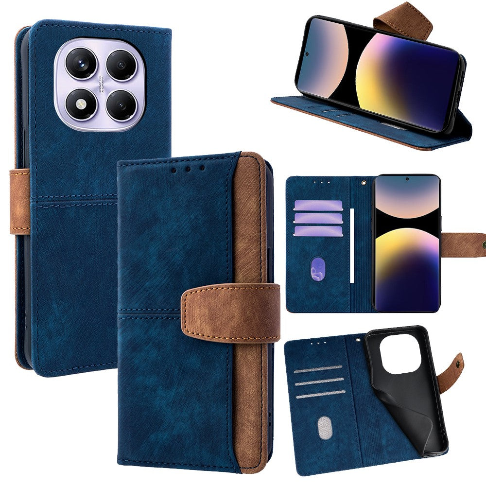 For Xiaomi Redmi Note 14 Pro 4G Case RFID Blocking Color Splicing PU Leather Wallet Phone Cover