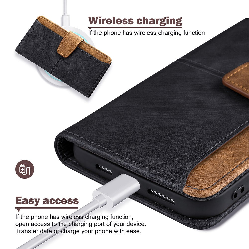 For Xiaomi Poco X7 Pro 5G  /  Redmi Turbo 4 5G Case RFID Blocking Color Splicing PU Leather Wallet Phone Cover