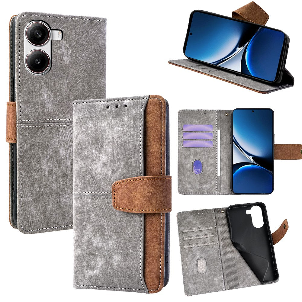 For Xiaomi Poco X7 Pro 5G  /  Redmi Turbo 4 5G Case RFID Blocking Color Splicing PU Leather Wallet Phone Cover