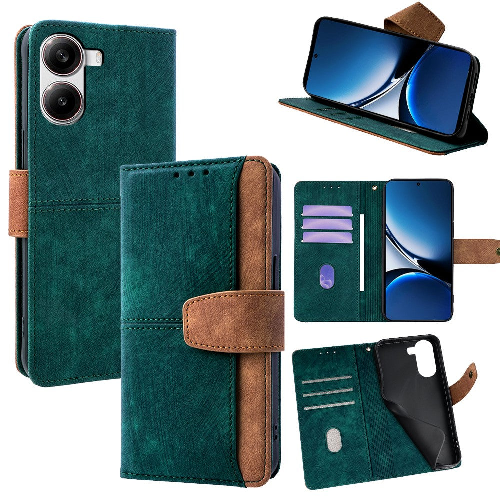 For Xiaomi Poco X7 Pro 5G  /  Redmi Turbo 4 5G Case RFID Blocking Color Splicing PU Leather Wallet Phone Cover