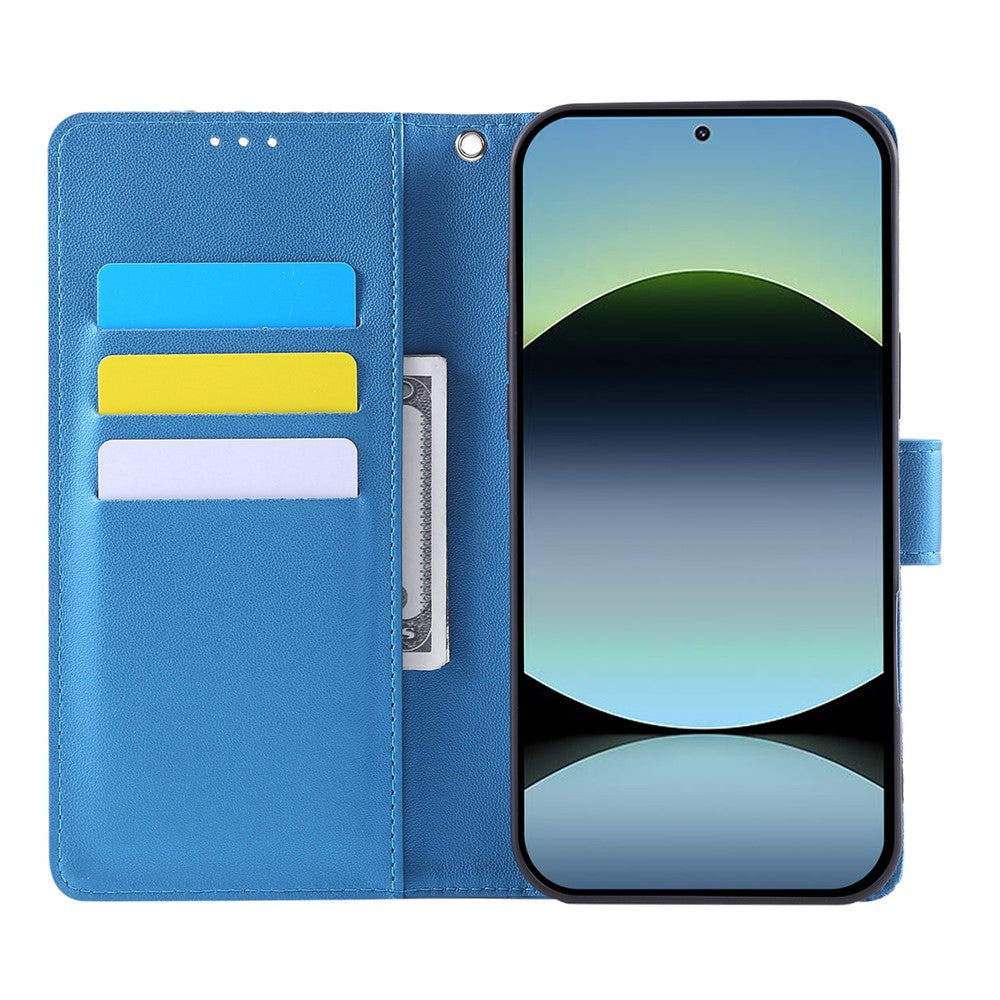 Wallet Case for Xiaomi Redmi Note 14 5G / Poco M7 Pro 5G Rose Flower PU Leather Phone Cover with 3 Card Slots