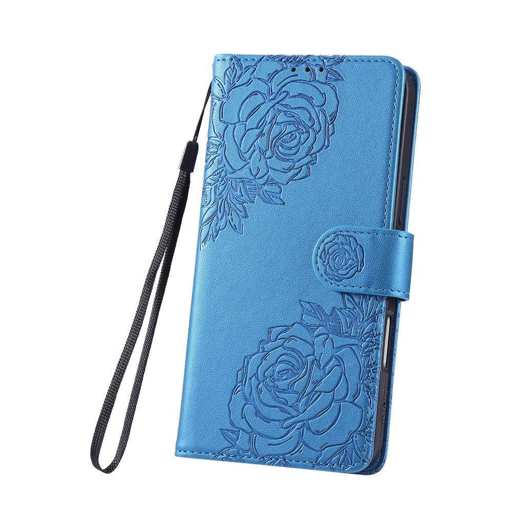 Wallet Case for Xiaomi Redmi Note 14 5G / Poco M7 Pro 5G Rose Flower PU Leather Phone Cover with 3 Card Slots