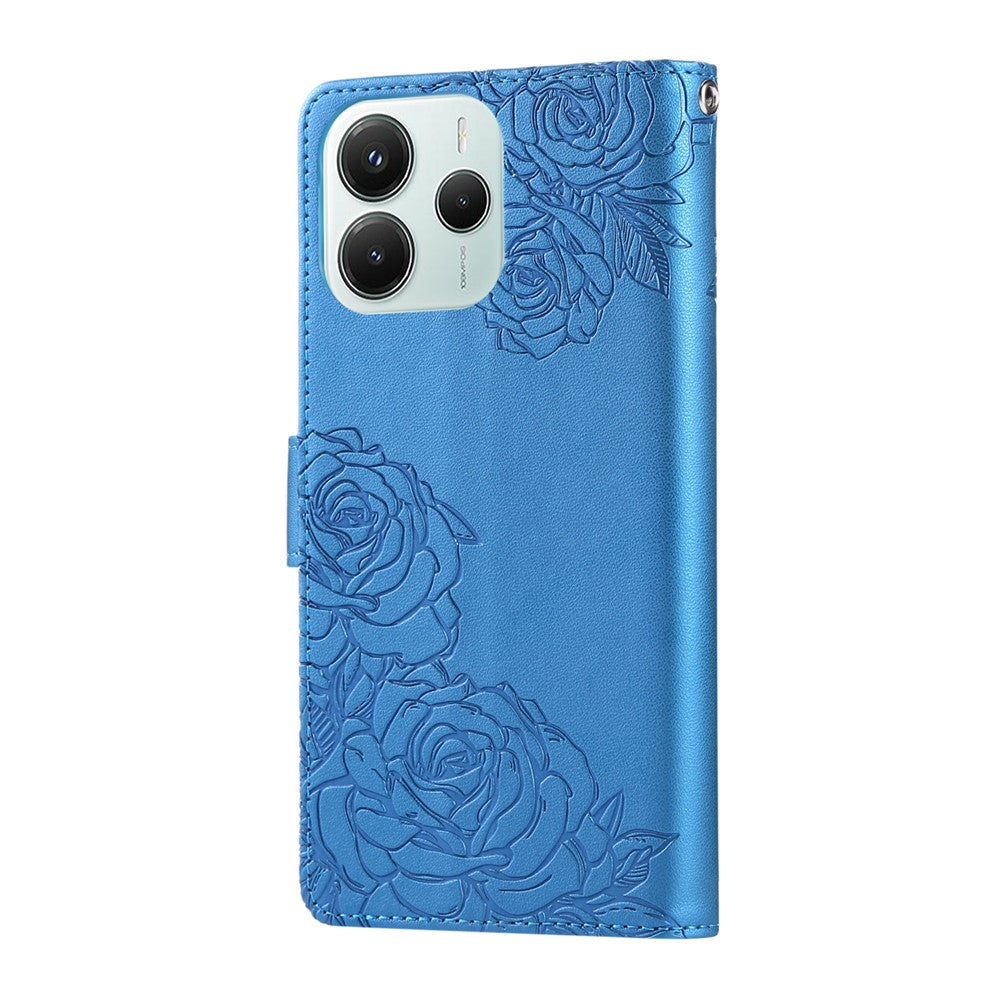 Wallet Case for Xiaomi Redmi Note 14 5G / Poco M7 Pro 5G Rose Flower PU Leather Phone Cover with 3 Card Slots