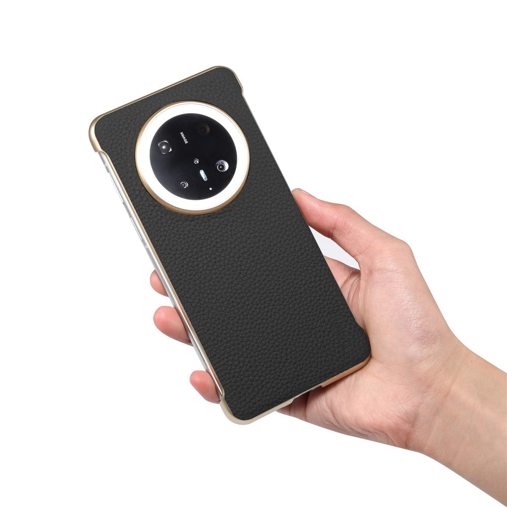 For Huawei Mate 70 Magnetic Case Litchi Texture Genuine Cow Leather + PC Boardless Phone Cover