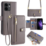 Oppo Reno13 F 5G (Reno 13 FS 5G) / 4G-etui med lynlås, pung, lædermobilcover med 2 remme