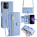 Oppo Reno13 F 5G (Reno 13 FS 5G) / 4G-etui med lynlås, pung, lædermobilcover med 2 remme