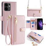 Oppo Reno13 F 5G (Reno 13 FS 5G) / 4G-etui med lynlås, pung, lædermobilcover med 2 remme