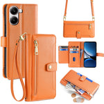 For Xiaomi Redmi Turbo 4 5G / Poco X7 Pro 5G Case Zipper Pocket Wallet Leather Phone Cover with 2 Straps