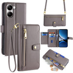 For Xiaomi Redmi Turbo 4 5G / Poco X7 Pro 5G Case Zipper Pocket Wallet Leather Phone Cover with 2 Straps